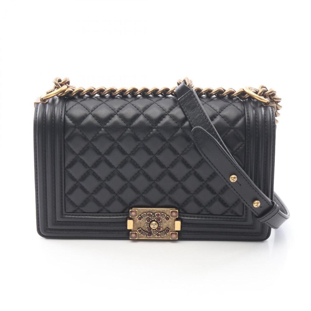 Chanel Boy Shoulder Bag/Handbag, Lambskin Leather, Women's, Black, A67086